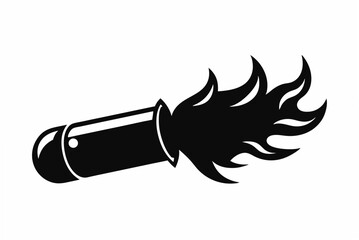 flaming bullet  silhouette vector