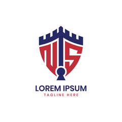 Fototapeta premium castle security shield modern letter mark NTS logo design concept creative security service 