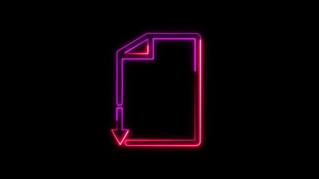 Glowing neon line Paper scroll icon isolated on black background Colorful outline concept.4k video