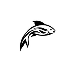 Naklejka premium Oceanic Grace: A striking illustration of a stylized fish, with flowing lines and elegant curves, gracefully poised against a minimalist background, conveying a sense of fluidity and aquatic beauty.