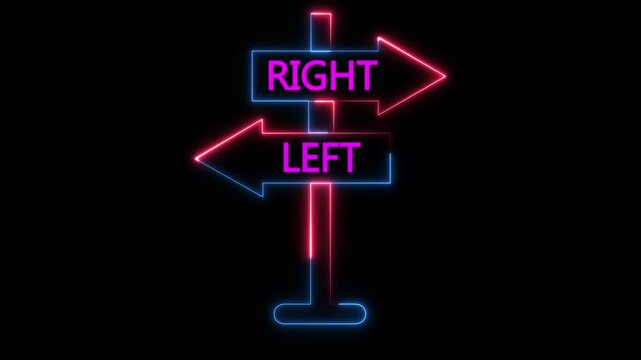 Glowing neon Abstract double arrow icon with left and right side animation.4k video