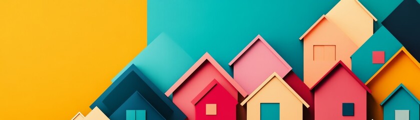 Colorful Houses Abstract Composition, Home,Real estate