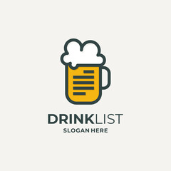 Beverage logo design with drink and menu elements