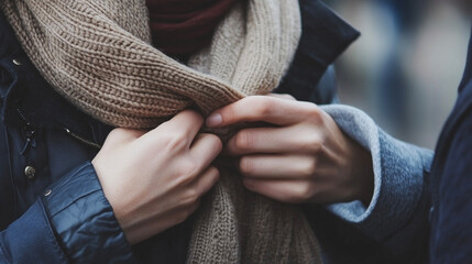 寒さに震える女性