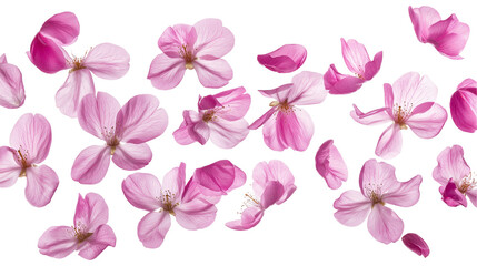 Flying Pink Flower Petals with Transparent Background