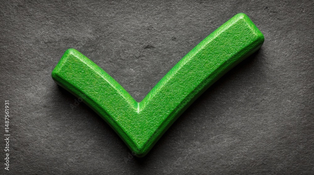 Poster series of green tick marks repeatedly showcasing status accuracy in a conceptual design with a bold 