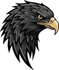 Eagle head with fierce eyes and sharp line definition