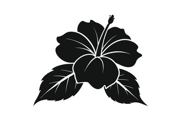 Hibiscus flower silhouette vector illustration on white background