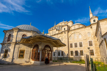 A wide angle view of historical Fatih Mosque in istanbul. Travel