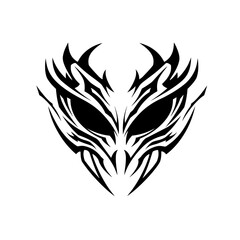 Obraz premium Mystical Tribal Eye: A powerful black tribal eye design with intricate details evokes a sense of mystery and ancient symbolism, its bold lines creating an unforgettable visual impression.