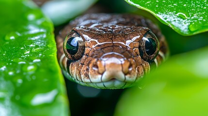 Snake in Green Leaves