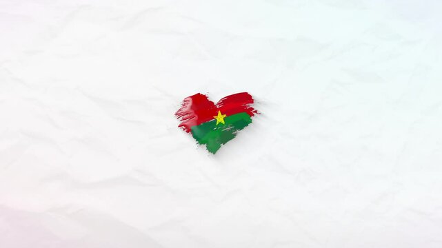 Burkina Faso grunge flag. Heart for your design. Beautiful heart consisting of paint strokes. Perfect for screensavers or intros