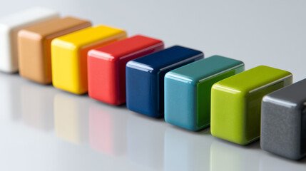 Obraz premium Vibrant colorful blocks arranged neatly, showcasing a harmonious palette.