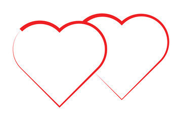 double and two heart icon, isolated on white background.