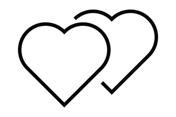 double and two heart icon, isolated on white background.