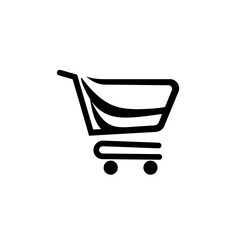 Shopping Cart Icon: A sleek, minimalist design of a shopping cart, ideal for e-commerce websites and applications. The symbol embodies online shopping and retail concepts.