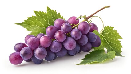 Fototapeta premium Fresh Purple Grapes with Leaves for Healthy Snacking and Recipes