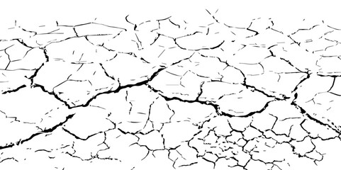 Vector background. Desert backdrop.The cracks texture white and black.Cracks in dry surface soil texture	
