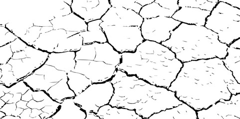 Vector background. Desert backdrop.The cracks texture white and black.Cracks in dry surface soil texture	
