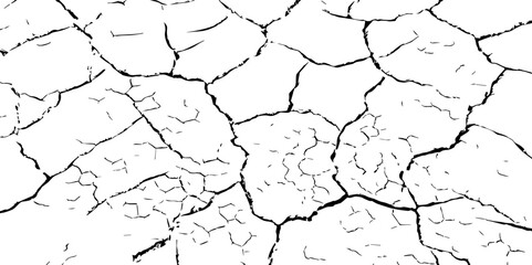 Vector background. Desert backdrop.The cracks texture white and black.Cracks in dry surface soil texture	
