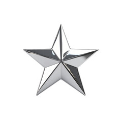 Obraz premium Shiny silver star award symbol 3d render illustration design graphic icon on transparent background