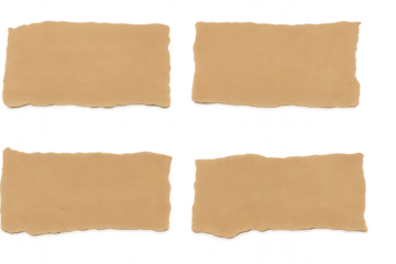 PNG Set of torn brown paper pieces isolated on transparent  background, perfect for scrapbooking, note design, collage art, vintage decor, DIY craft projects, or textured paper mockups

