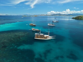 Aerial view of Padar Island between Komodo and Rinca Islands near Labuan Bajo in Indonesia.