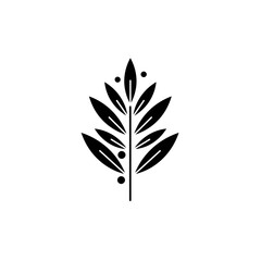 Obraz premium Monochrome Leafy Artistry: A bold, minimalistic silhouette of a plant leaf, rendered in stark black against a pristine backdrop, is a striking illustration.