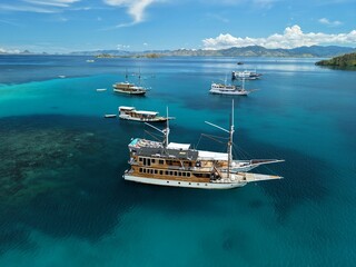 Aerial view of Padar Island between Komodo and Rinca Islands near Labuan Bajo in Indonesia.