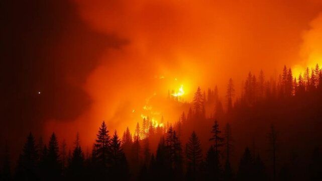 Intense flames from a massive forest fire