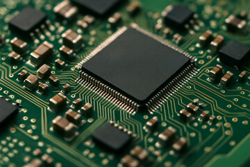 Close up macro look of a PCB logic board unbranded photography for magazine need