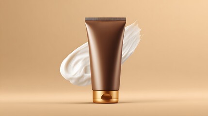Mockup facial or body lotion tube with cream texture .