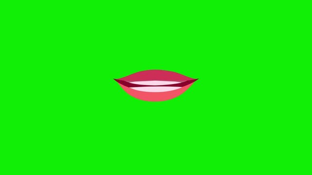 2d cartoon girl auto lip sync animation on green screen background 4k