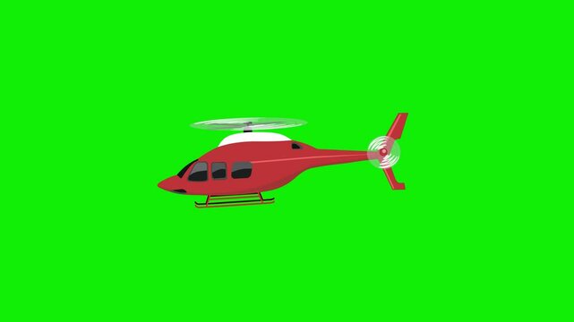 2d cartoon helicopter animation  flying on green screen 4K Resolution