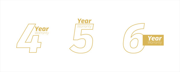 set of 10 year 1,2,3,4,5,6,7,8,9,10 year warrenty black and goldan, label badge gold and black style isolated on white background, Vector golden warranty