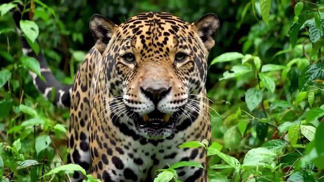 Jaguar Attacks Camera in 32K Ultra HD &ndash; Razor Fangs Glistening as Jungle Leaves Explode (Prey's POV)
