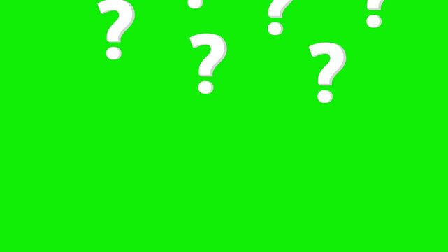 2d white questions mark animation green screen background 4k