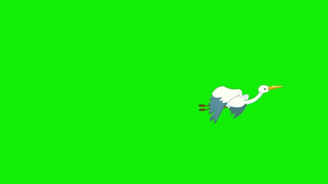2d white buck birds flaying sky green screen animation 4k