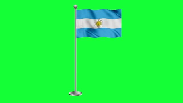 Argentina colorful flag waving 3d rendered animation green screen 4k