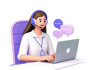 customer service operator 3d style cutout isolated on transparent png