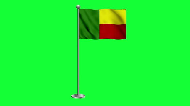 Benin colorful flag waving 3d rendered animation green screen 4k