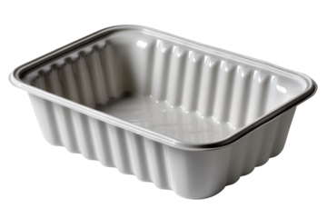 Plastic tray, white isolate background, perfect for packaging and storing food items.