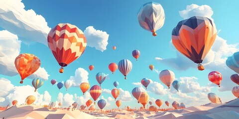 Obraz premium Colorful hot air balloons against a vibrant sky.