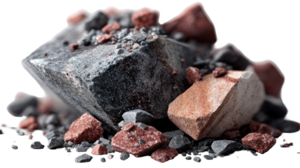 Mineral Stone Cluster: An abstract formation of various rocks and stones of different sizes and shades creates a compelling textural display.