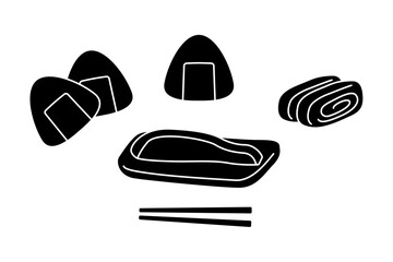 おにぎりと卵焼きと焼き鮭のセット