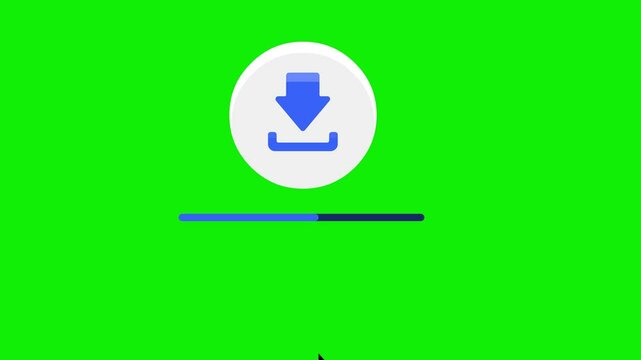 Download button icon animation with progress bar 4k green screen background