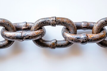 Fototapeta premium Closeup of rusty metal chain links highlighting strength and durability