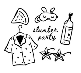 Whimsical bachelorette party clipart set, girls night party bundle