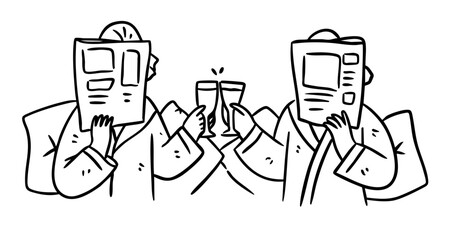 Bachelorette and bridesmaids clipart, girls night party hand drawn outline