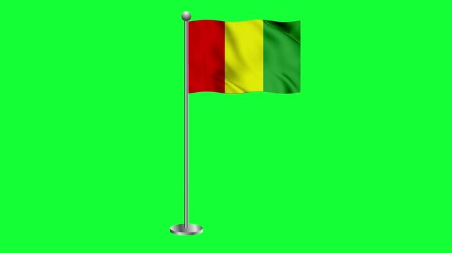 Guinea colorful flag waving 3d rendered animation green screen 4k